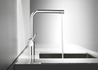 Modern architectural shaped kitchen faucet from Switzerland