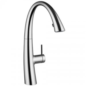 This faucet is designed to be beautiful no matter which direction the faucet is swiveled in its 270° radius of movement