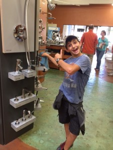 Our goofy son keeping Hansgrohe shiny 