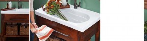 This is a great view of how deep this sink really is. Could be great in a laundry bath